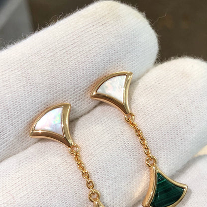 [BIJOUX]DREAM EARRINGS 3 MOTIFS MALACHITE MOP PINK GOLD