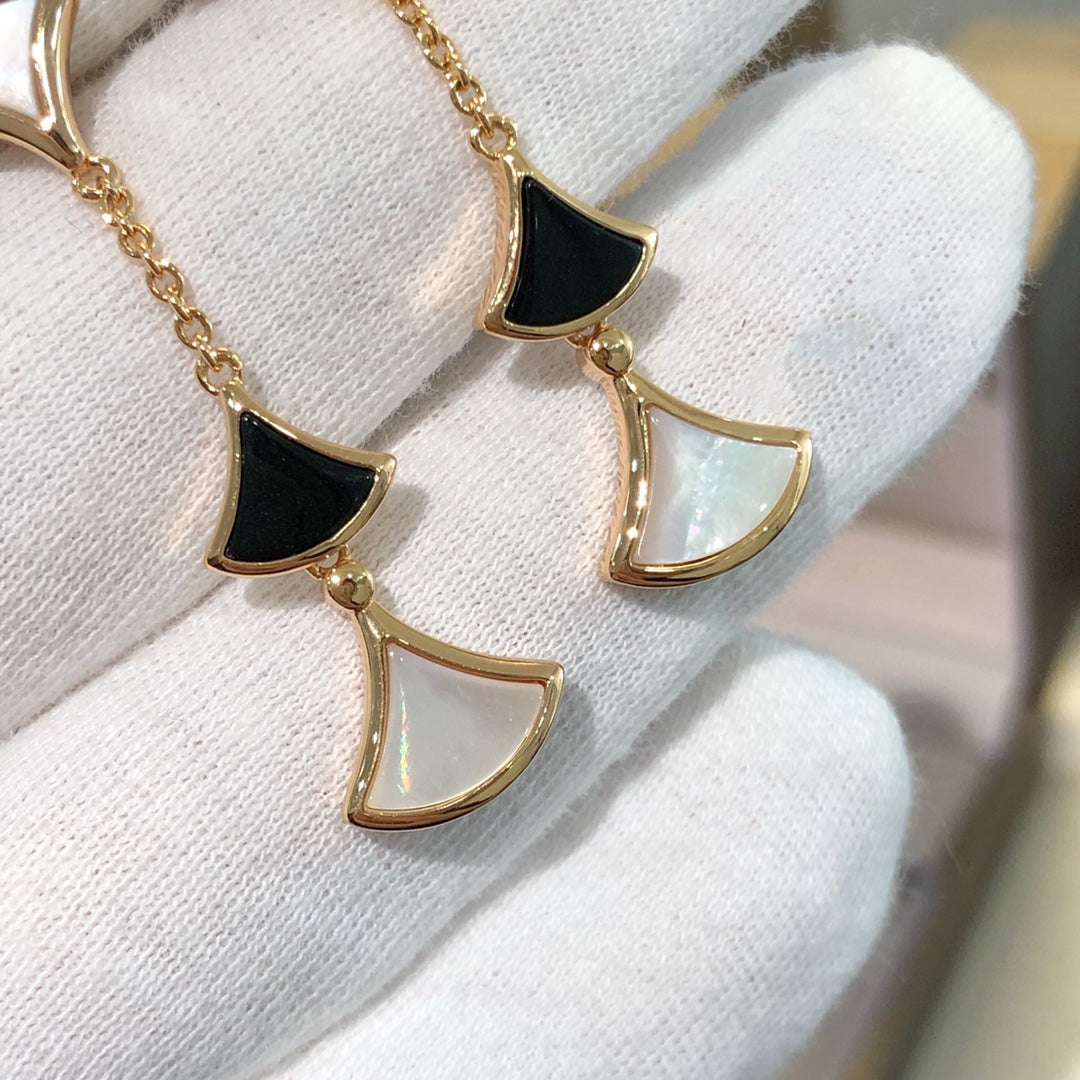 [BIJOUX]DREAM EARRINGS 3 MOTIFS ONYX MOP PINK GOLD