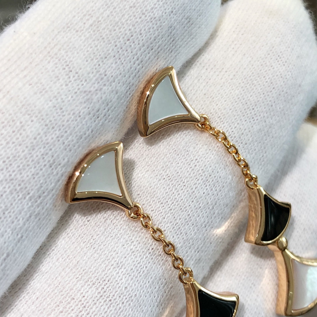 [BIJOUX]DREAM EARRINGS 3 MOTIFS ONYX MOP PINK GOLD