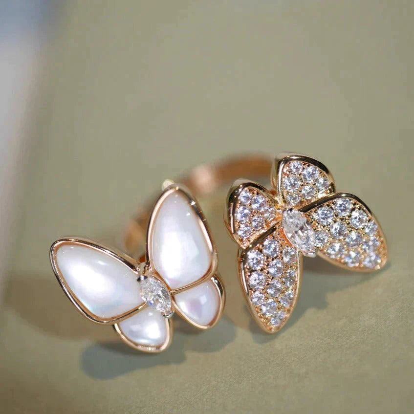 [BIJOUX]BAGUE PAPILLON DOUBLE DIAMANT
