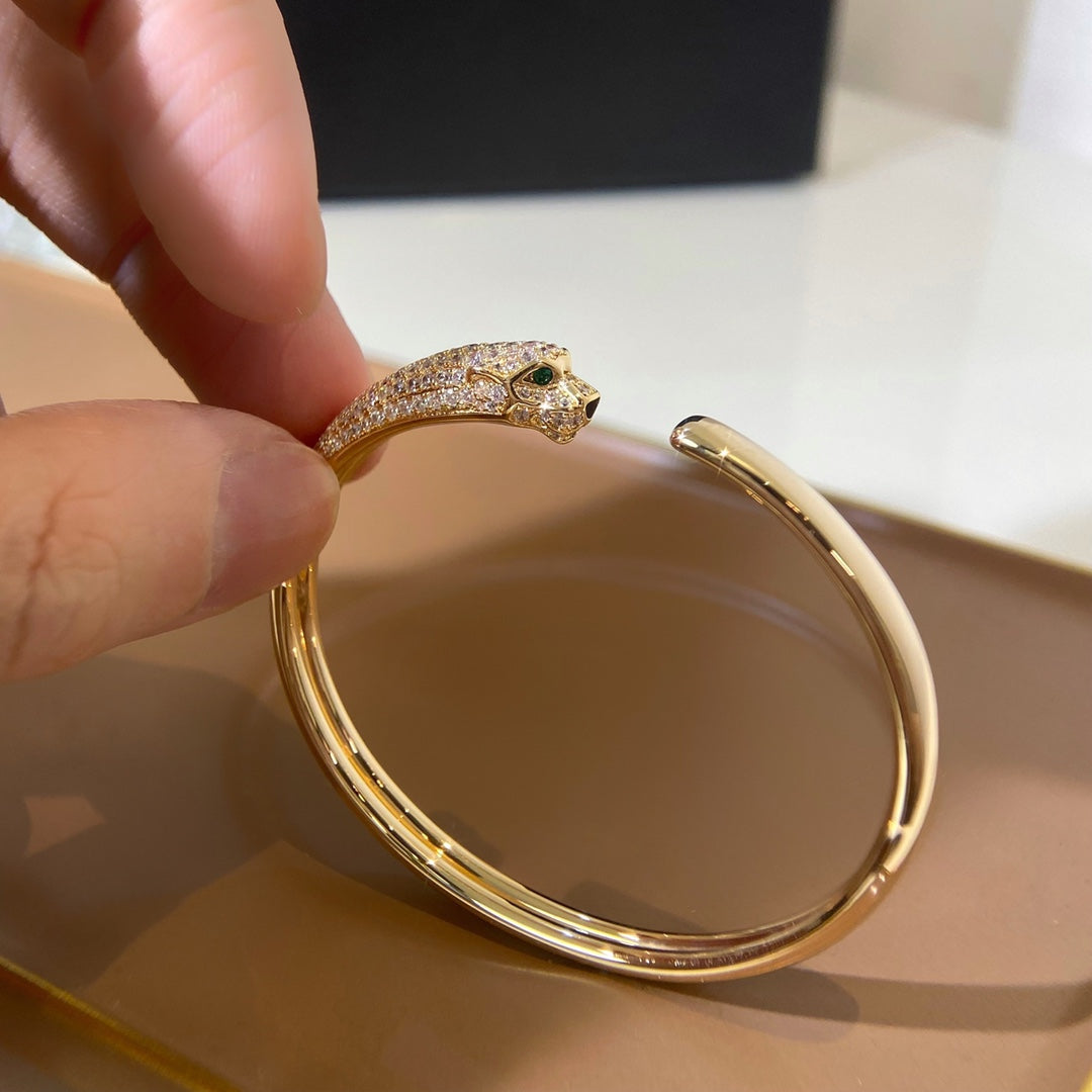 [BIJOUX]PANTHERE GOLD DIAMOND OPEN BRACELET