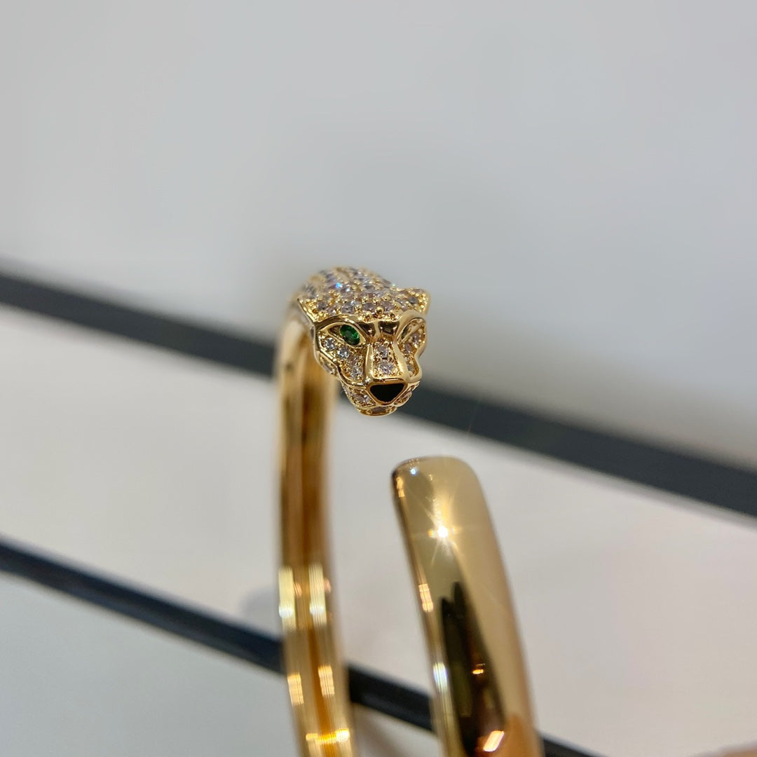 [BIJOUX]PANTHERE GOLD DIAMOND OPEN BRACELET