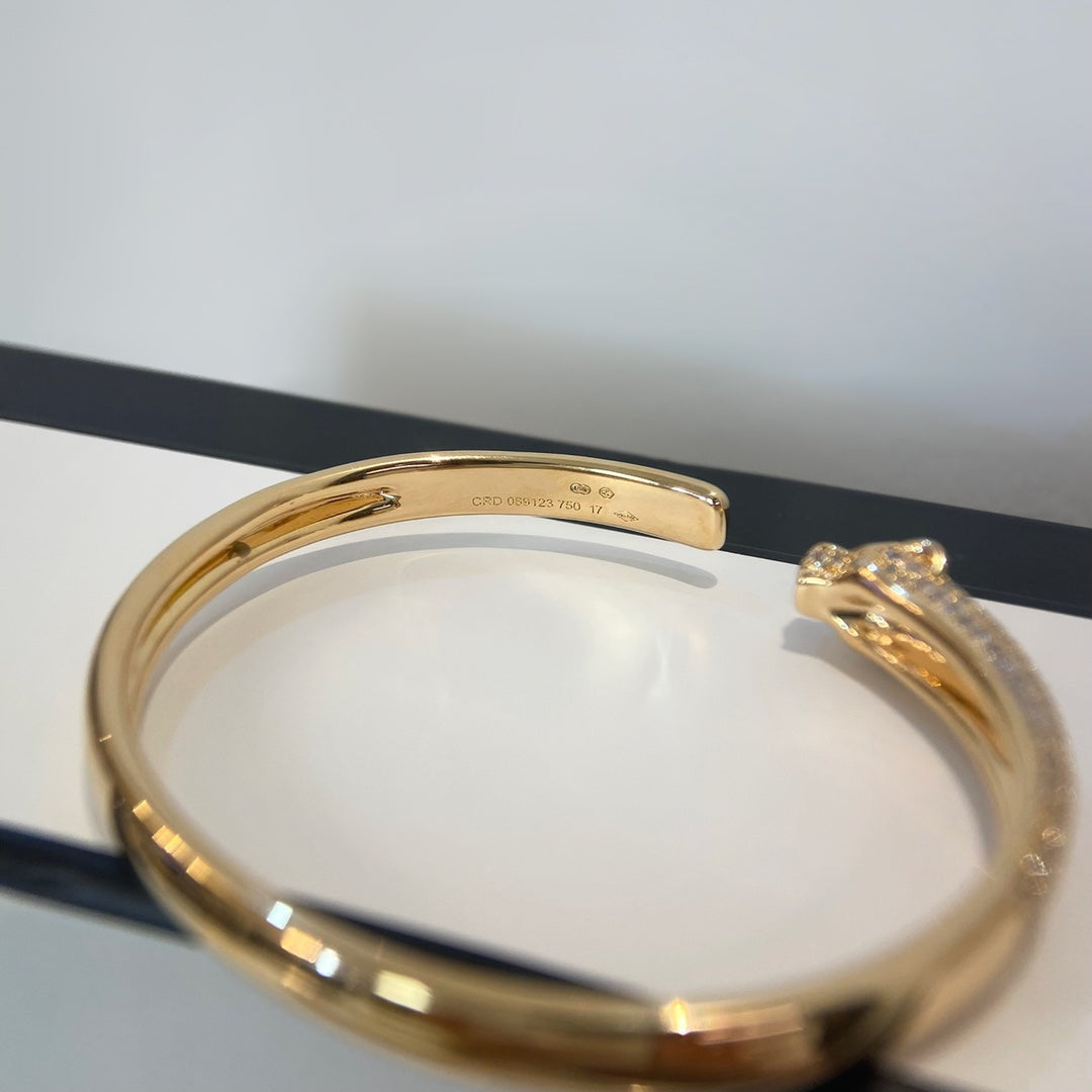 [BIJOUX]PANTHERE GOLD DIAMOND OPEN BRACELET