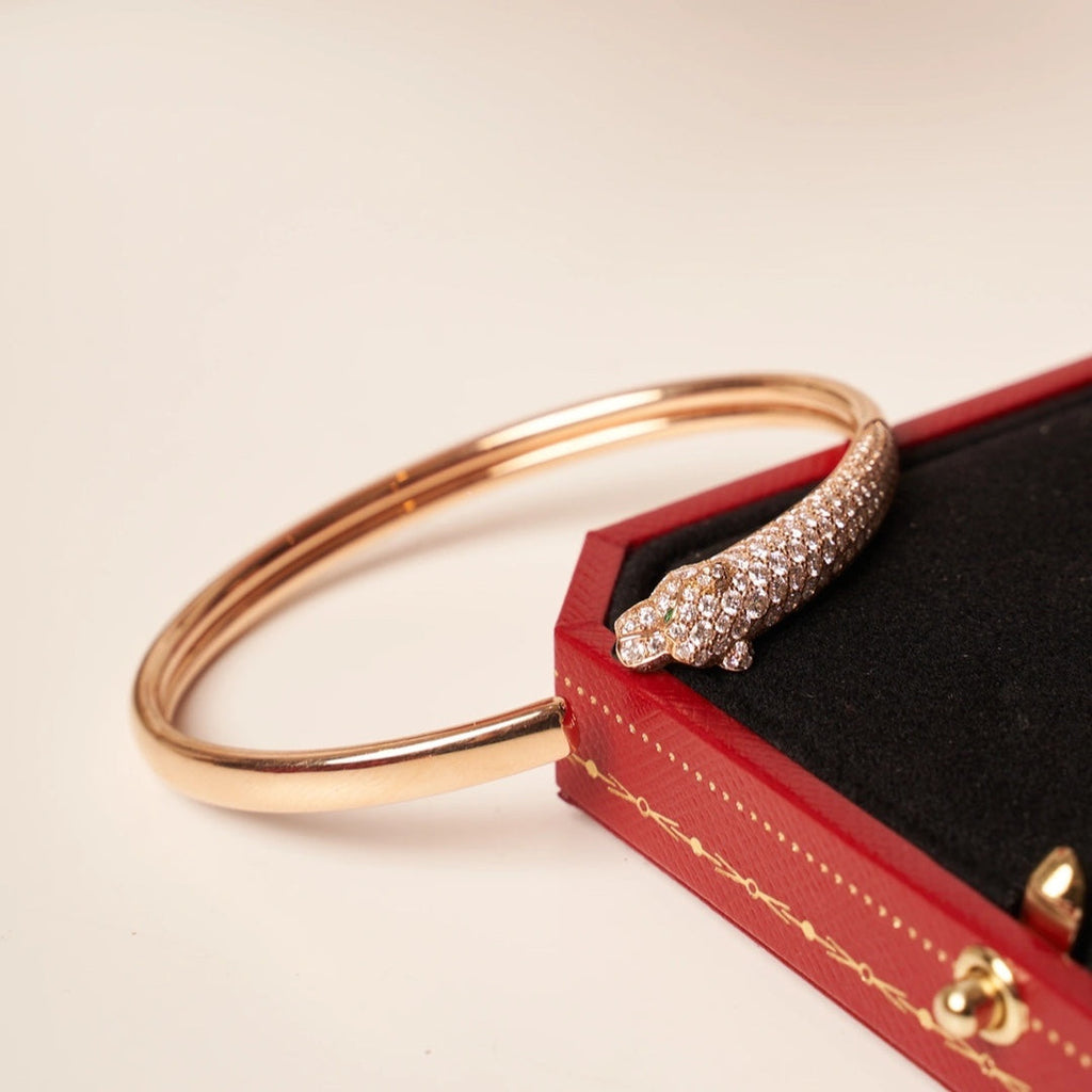 [BIJOUX]PANTHERE ROSE GOLD DIAMOND OPEN BRACELET