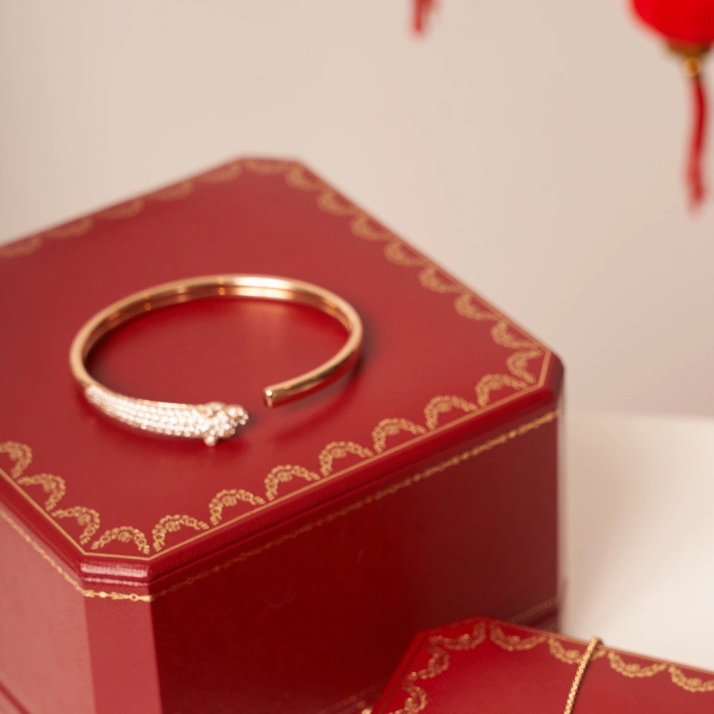 [BIJOUX]PANTHERE ROSE GOLD DIAMOND OPEN BRACELET