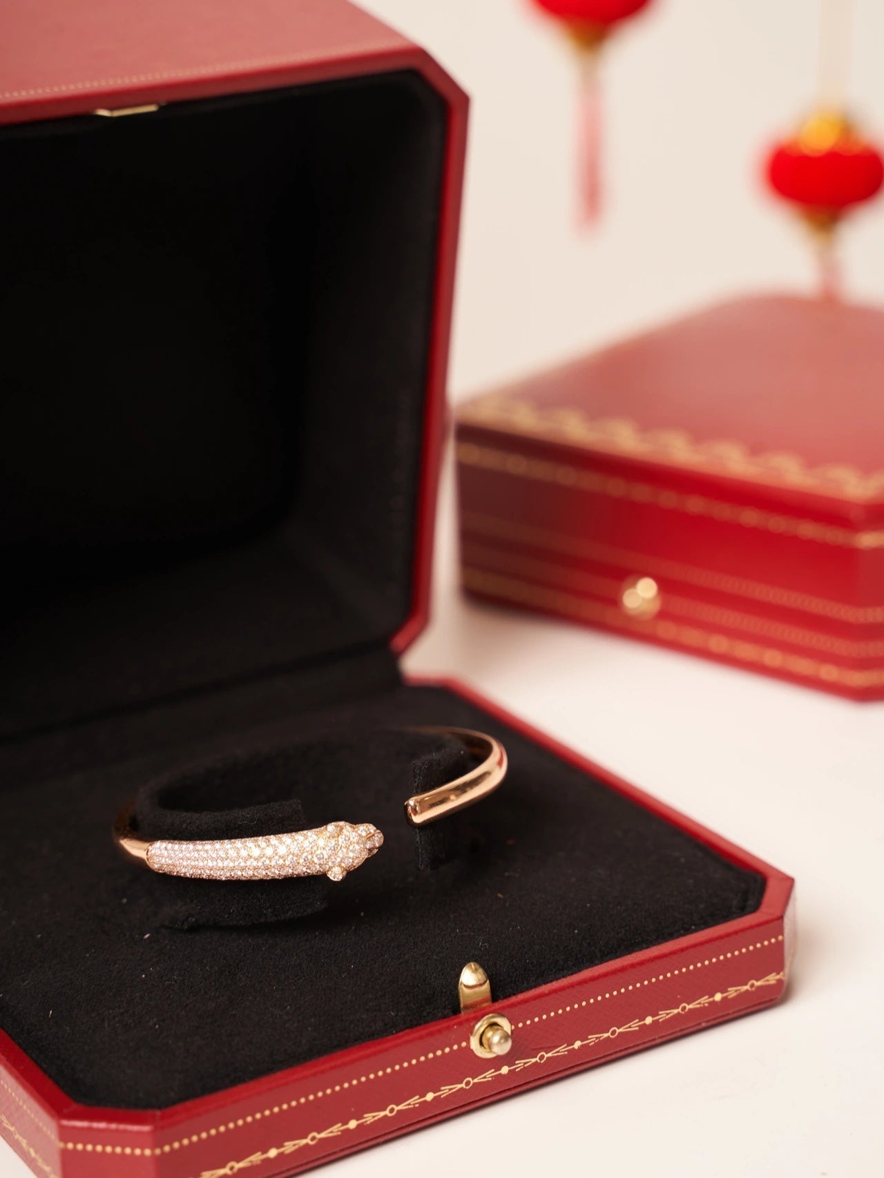 [BIJOUX]PANTHERE ROSE GOLD DIAMOND OPEN BRACELET