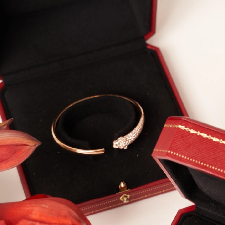 [BIJOUX]PANTHERE ROSE GOLD DIAMOND OPEN BRACELET