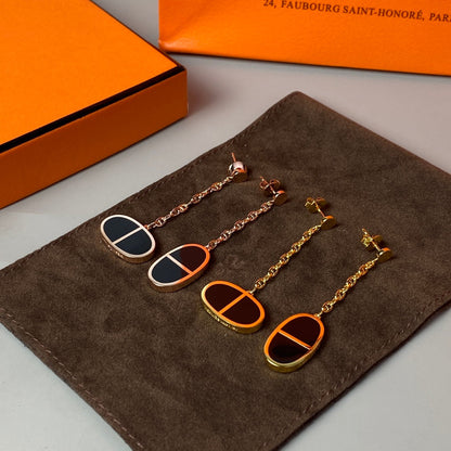 [BIJOUX]CHAINE VERSO BLACK CERAMIC EARRINGS