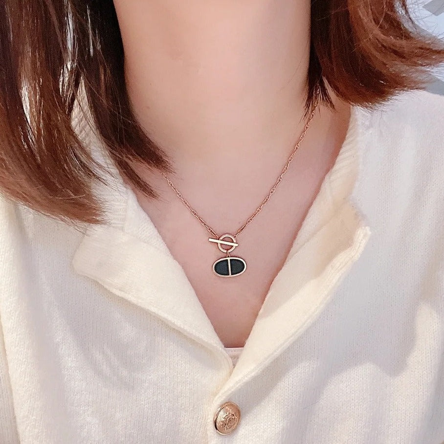 [BIJOUX]CHAINE VERSO BLACK CERAMIC NECKLACE