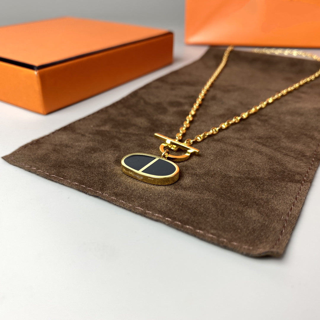 [BIJOUX]CHAINE VERSO BLACK CERAMIC NECKLACE