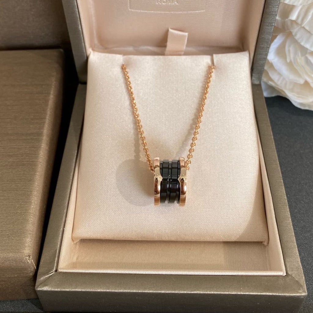 [BIJOUX]ZERO 1 BLACK CERAMIC PINK GOLD NECKLACE