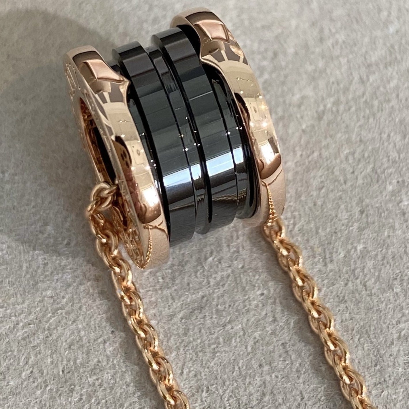 [BIJOUX]ZERO 1 BLACK CERAMIC PINK GOLD NECKLACE
