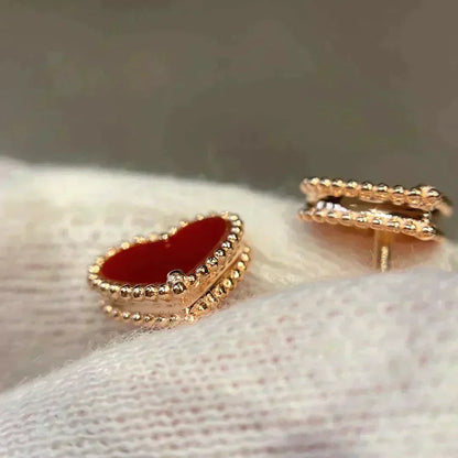 [BIJOUX]HEART CARNELIAN STUD EARRINGS