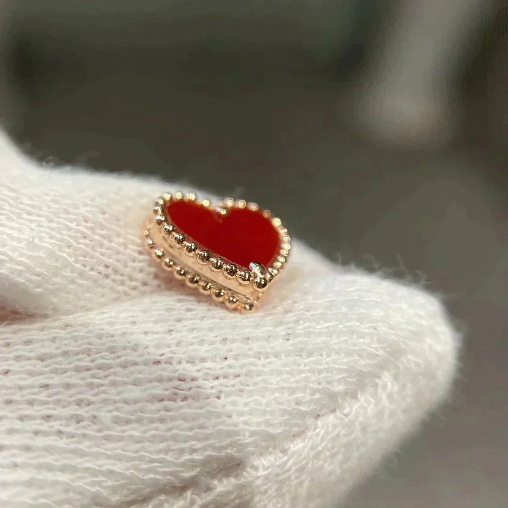 [BIJOUX]HEART CARNELIAN STUD EARRINGS