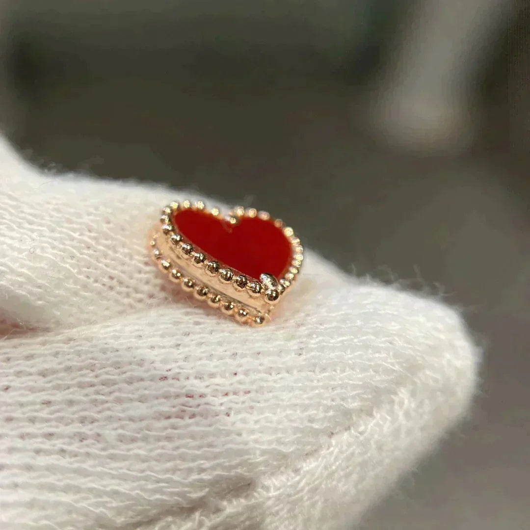 [BIJOUX]HEART CARNELIAN STUD EARRINGS