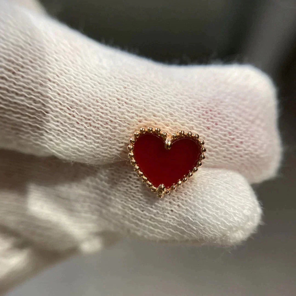 [BIJOUX]HEART CARNELIAN STUD EARRINGS