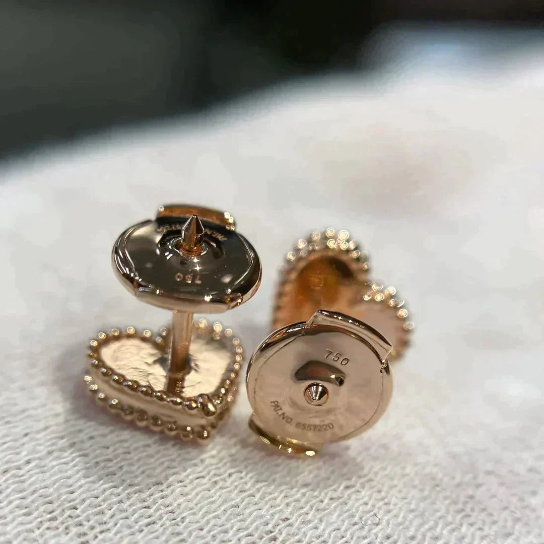[BIJOUX]HEART CARNELIAN STUD EARRINGS