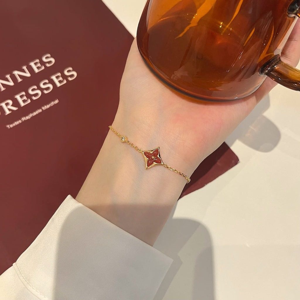 [BIJOUX]COLOR STAR CARNELIAN PINK GOLD DIAMOND BRACELET