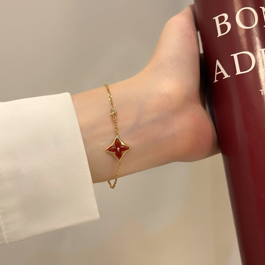 [BIJOUX]COLOR STAR CARNELIAN PINK GOLD DIAMOND BRACELET