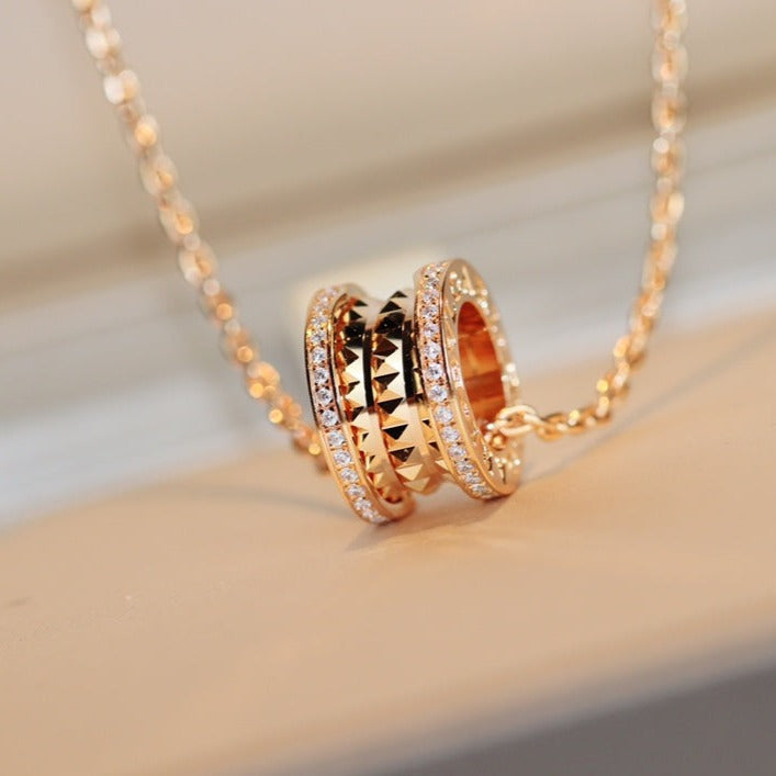 [BIJOUX]ZERO 1 ROCK PEDANT PINK GOLD NECKLACE