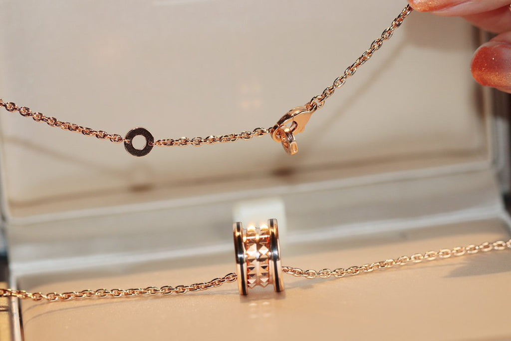 [BIJOUX]ZERO 1 ROCK PEDANT PINK GOLD BLACK NECKLACE