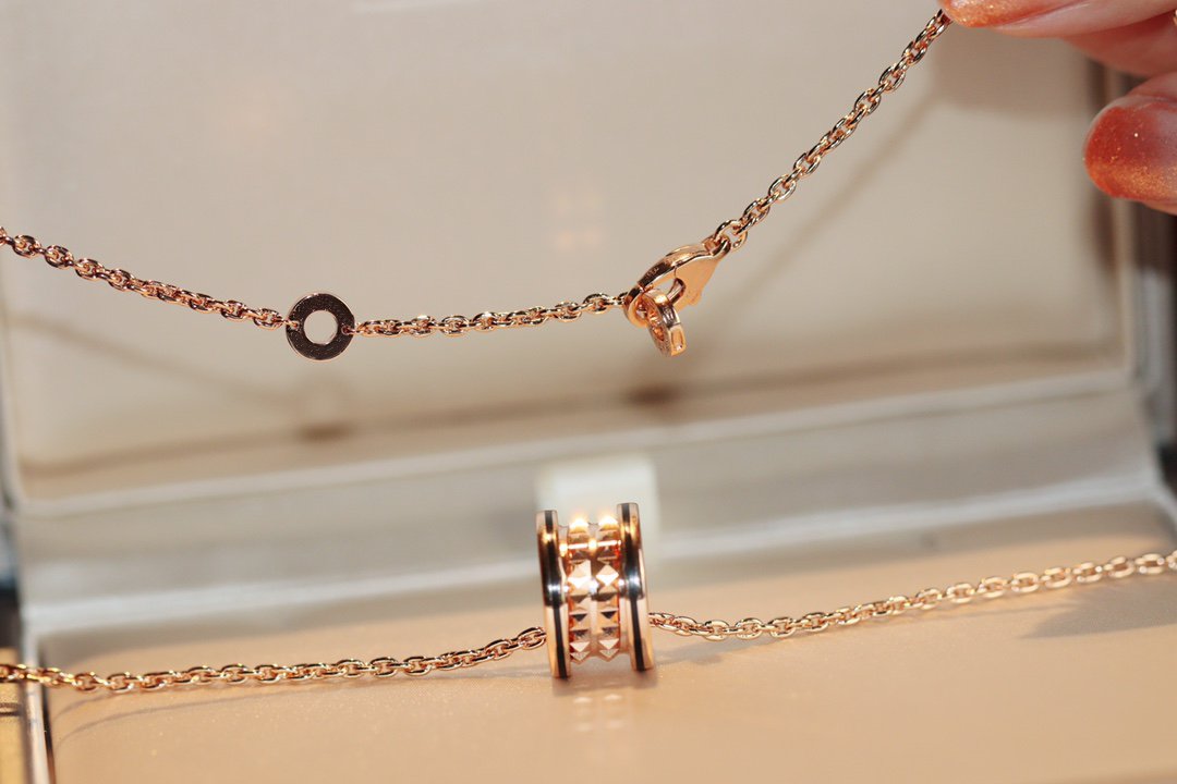 [BIJOUX]ZERO 1 ROCK PEDANT PINK GOLD BLACK NECKLACE