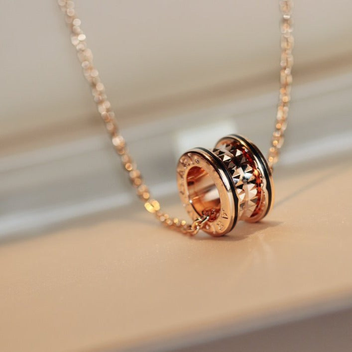 [BIJOUX]ZERO 1 ROCK PEDANT PINK GOLD BLACK NECKLACE