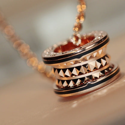 [BIJOUX]ZERO 1 ROCK PEDANT PINK GOLD BLACK NECKLACE