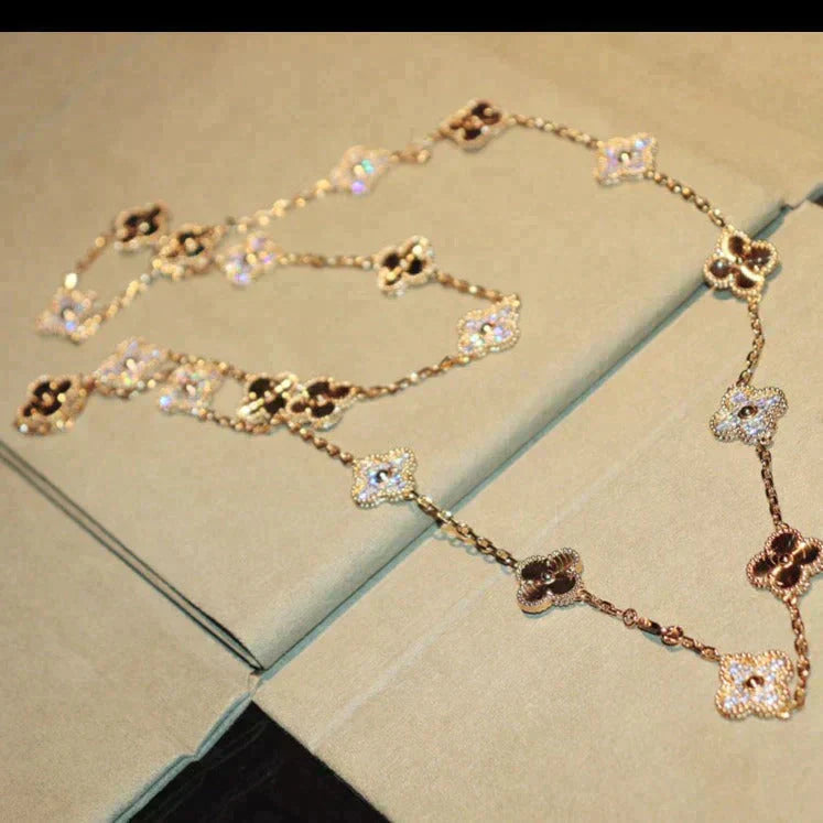 [BIJOUX]CLOVER 20 MOTIFS LASER DIAMOND NECKLACE