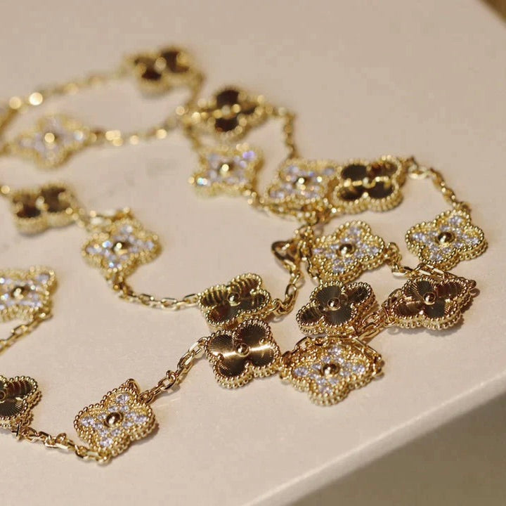 [BIJOUX]CLOVER 20 MOTIFS LASER DIAMOND NECKLACE
