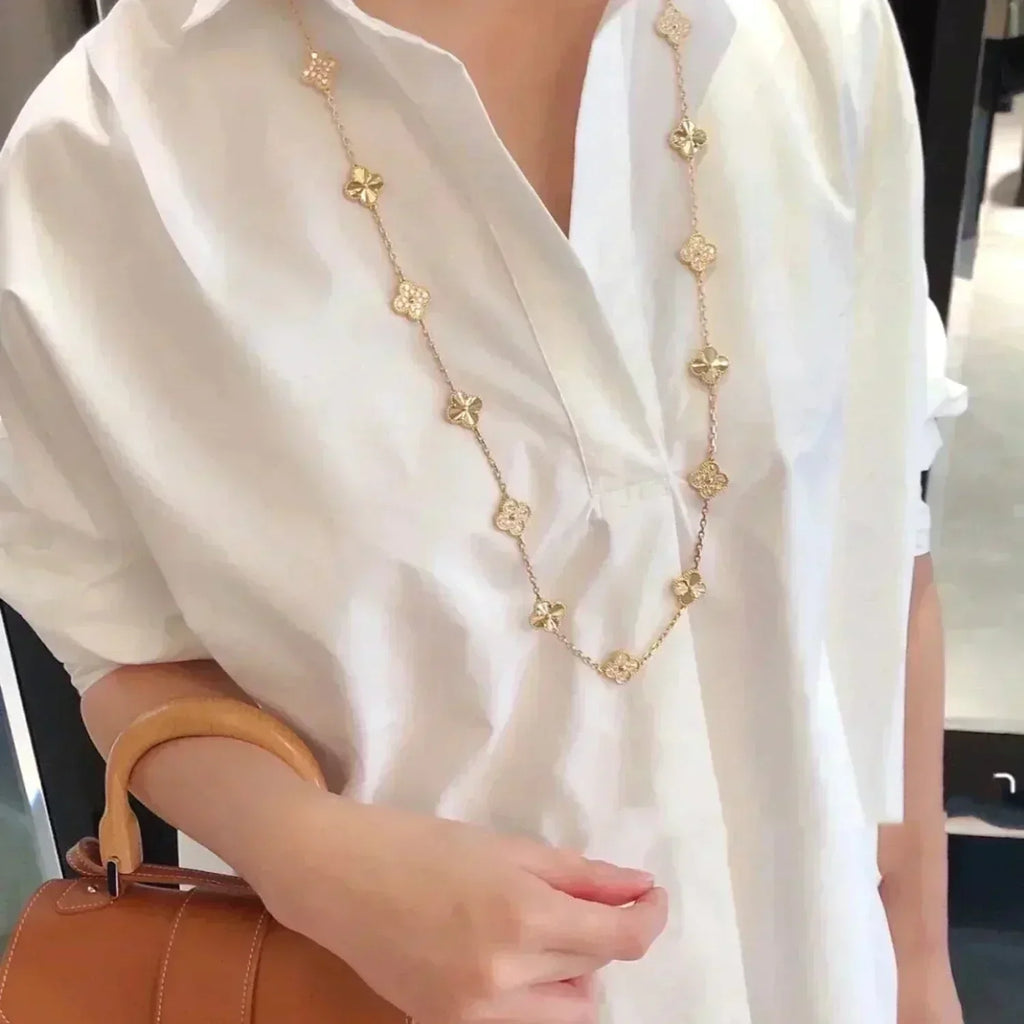 [Topon]CLOVER 20 MOTIFS LASER DIAMOND NECKLACE
