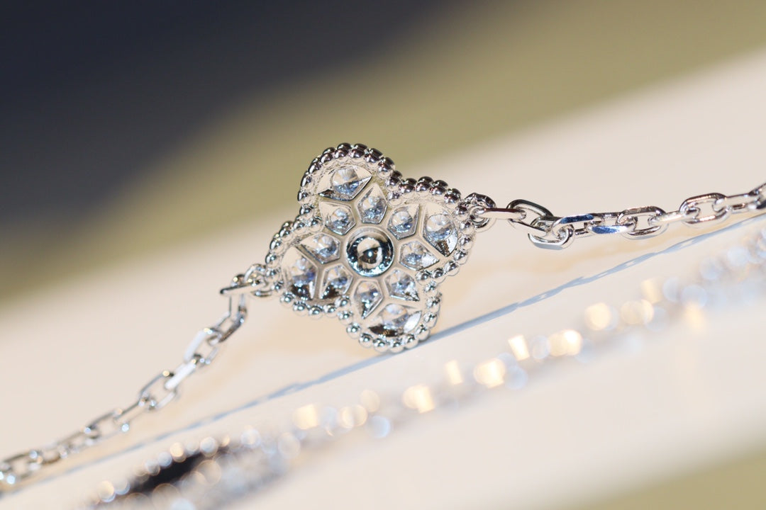 [BIJOUX]TRÈFLE 20 MOTIFS ONYX DIAMANT ARGENT