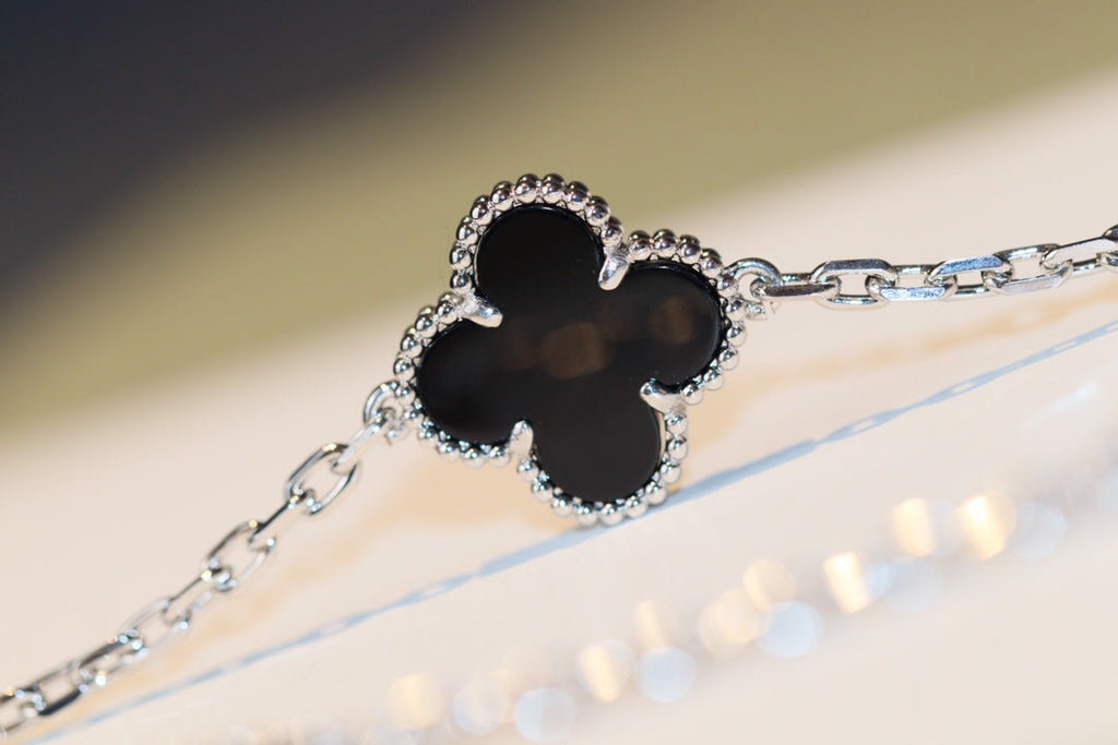 [BIJOUX]TRÈFLE 20 MOTIFS ONYX DIAMANT ARGENT