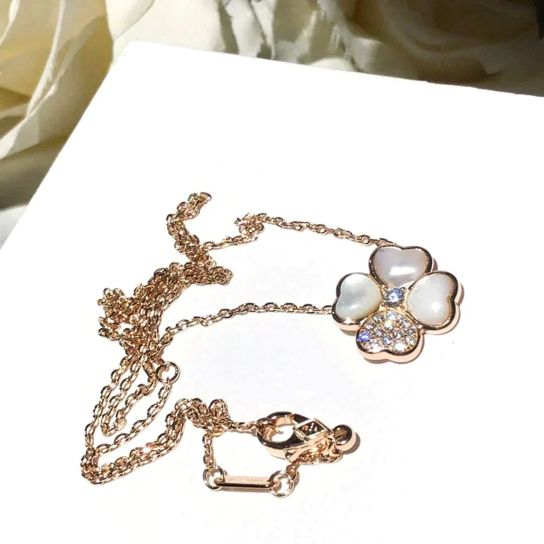 [BIJOUX]CLOVER MOP DIAMOND ROSE GOLD NECKLACE