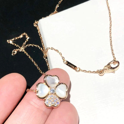 [BIJOUX]CLOVER MOP DIAMOND ROSE GOLD NECKLACE