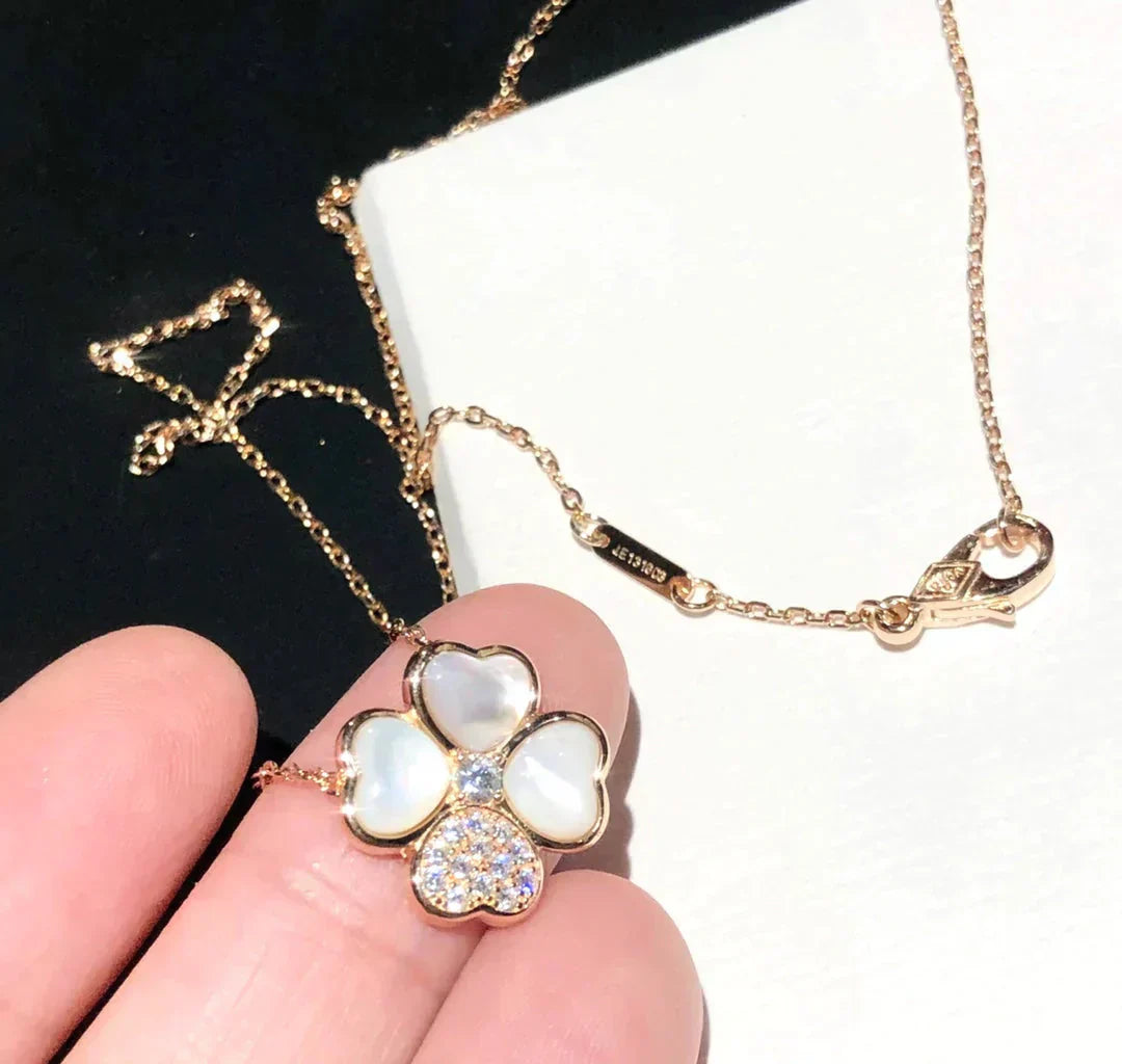 [BIJOUX]CLOVER MOP DIAMOND ROSE GOLD NECKLACE