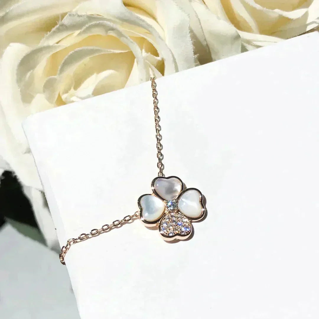 [BIJOUX]CLOVER MOP DIAMOND ROSE GOLD NECKLACE