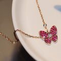 [Topon]BUTTERFLY RED DIAMOND ROSE GOLD NECKLACE