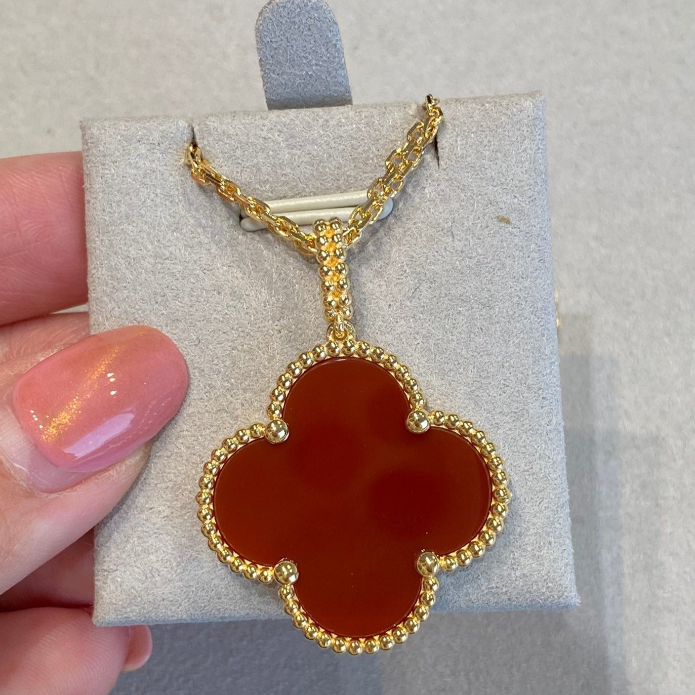 [Topon]CLOVER 25MM NECKLACE GOLD CARNELIAN