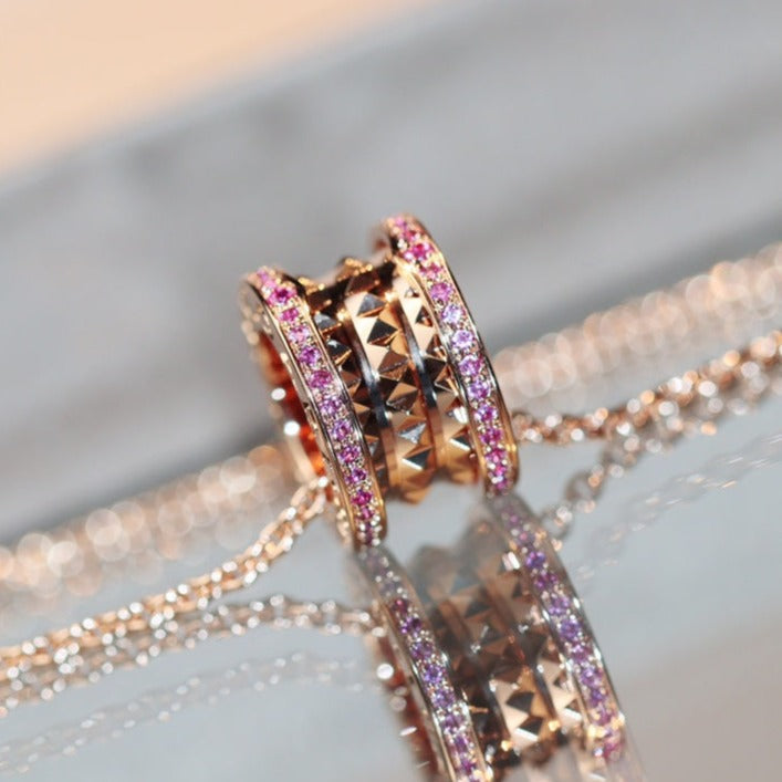 [BIJOUX]ZERO 1 ROCK PINK GOLD PINK DIAMOND NECKLACE