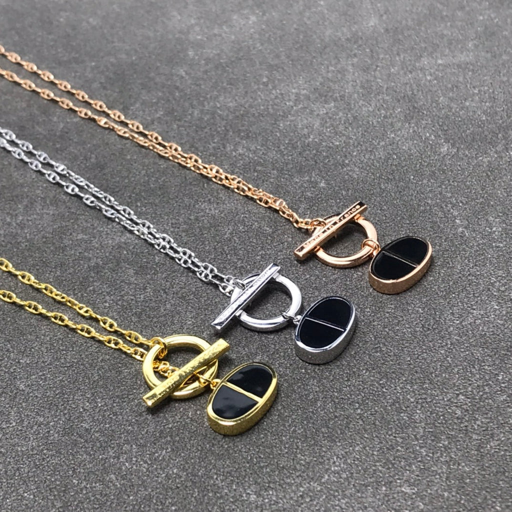 [BIJOUX]CHAINE VERSO BLACK CERAMIC SILVER NECKLACE