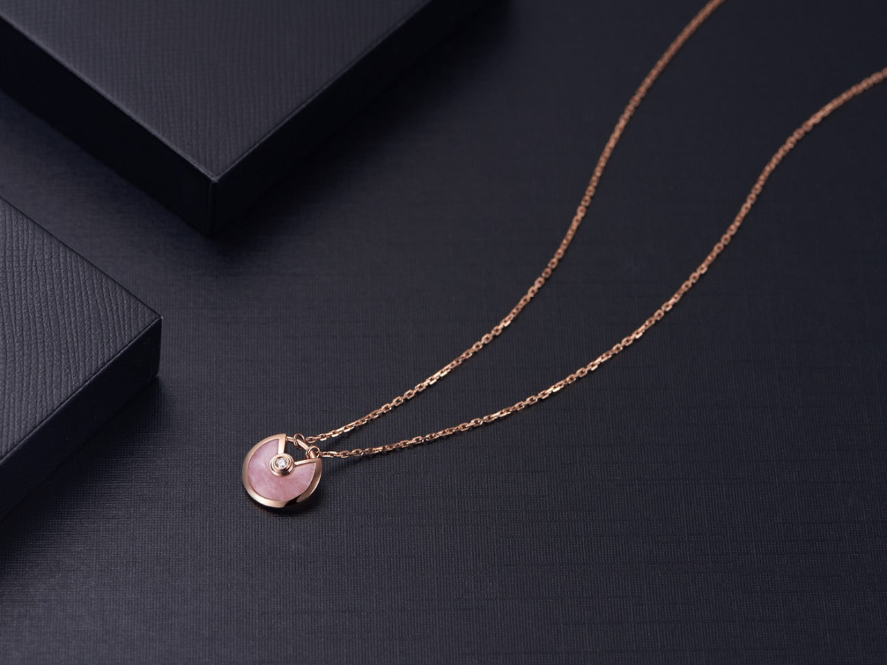 [BIJOUX]AMULETTE ROSE GOLD PINK MOP NECKLACE