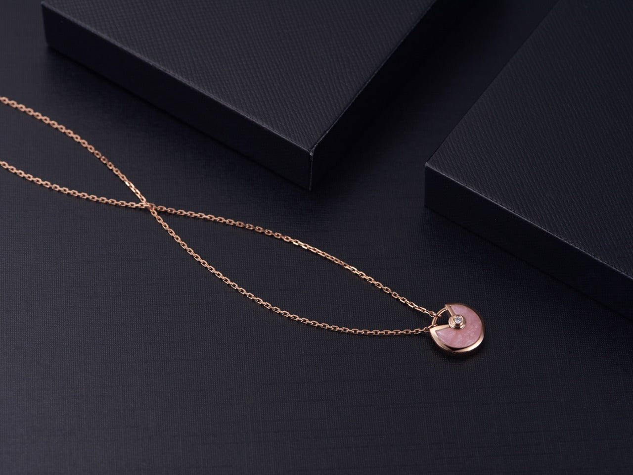 [BIJOUX]AMULETTE ROSE GOLD PINK MOP NECKLACE