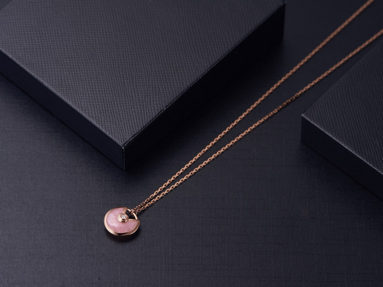 [BIJOUX]AMULETTE ROSE GOLD PINK MOP NECKLACE
