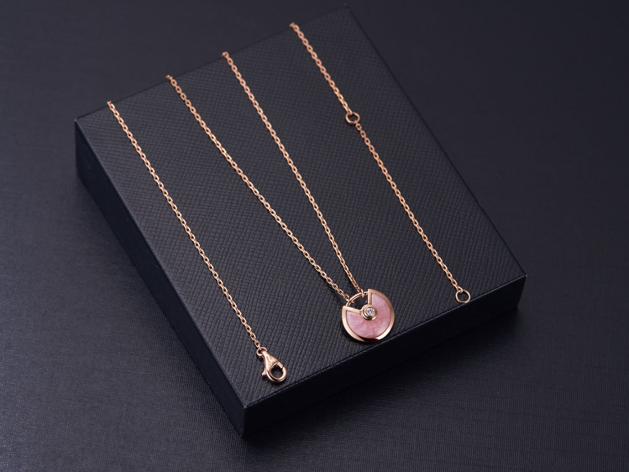 [BIJOUX]AMULETTE ROSE GOLD PINK MOP NECKLACE