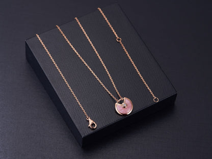 [BIJOUX]AMULETTE ROSE GOLD PINK MOP NECKLACE