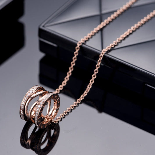 [BIJOUX]ZERO 1 PINK GOLD DIAMOND OPEN NECKLACE