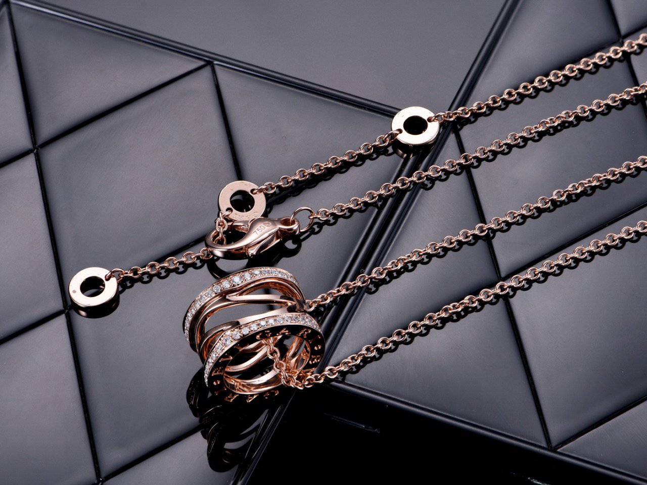 [BIJOUX]ZERO 1 PINK GOLD DIAMOND OPEN NECKLACE