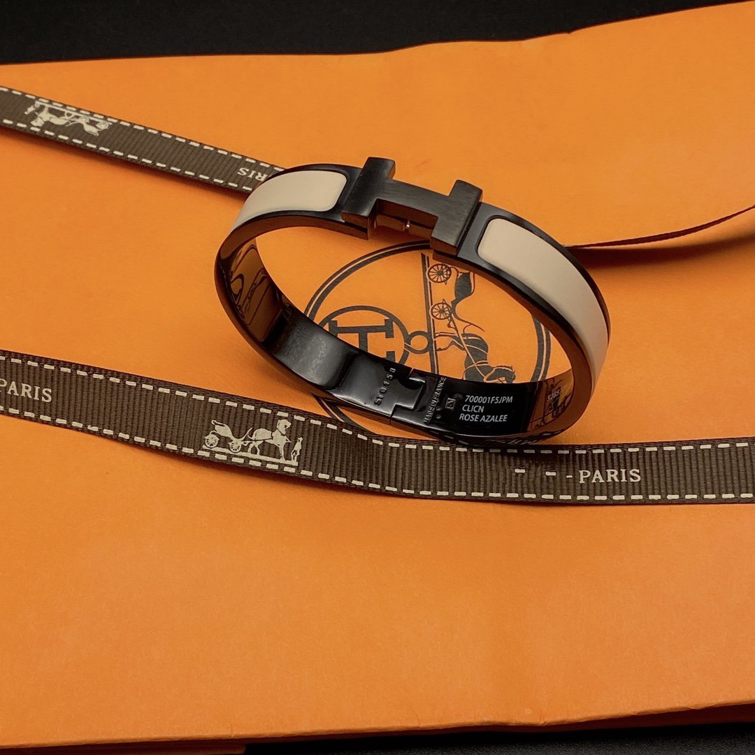 [BIJOUX]H BRACELET 12MM BLACK BEIGE CERAMIC