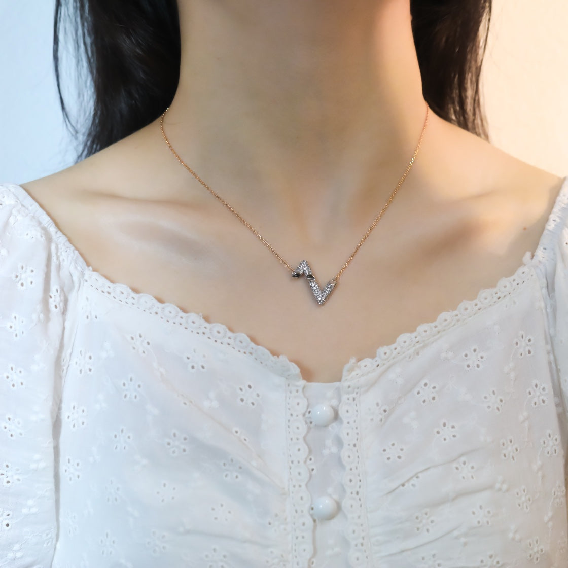 [BIJOUX]VOLT SILVER DIAMOND PEDANT NECKLACE